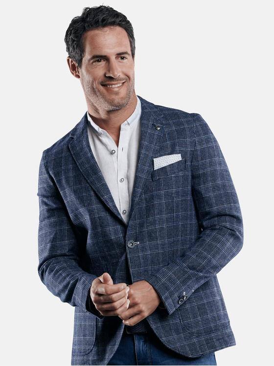 engbers Herren Kariertes Freizeit-Sakko aus hochwertigem Leinenmix Saphirblau 29130