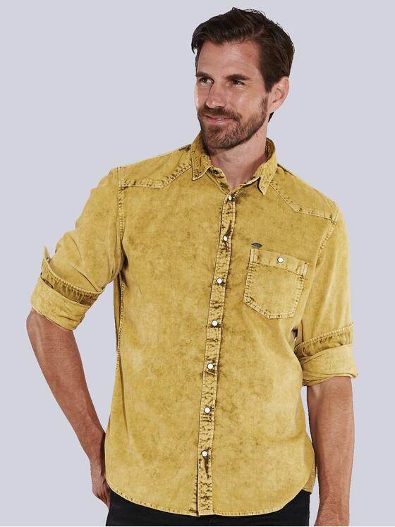 engbers Herren Langarm-Hemd uni Gelb 35657