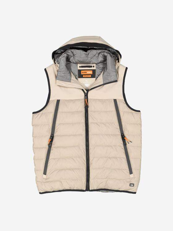 emilio adani Herren Steppweste mit abnehmbarer Kapuze Beige 37187