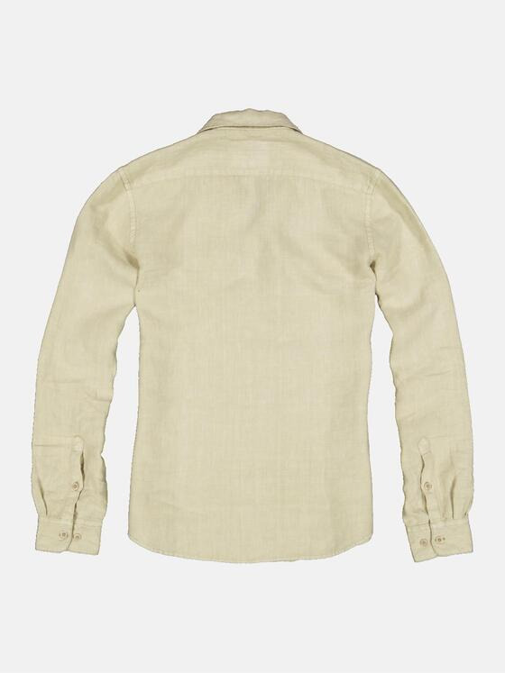 emilio adani Herren Langarm-Hemd aus Leinen Beige 34468