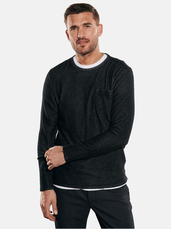 emilio adani Herren Pullover slim fit Schwarz 35249