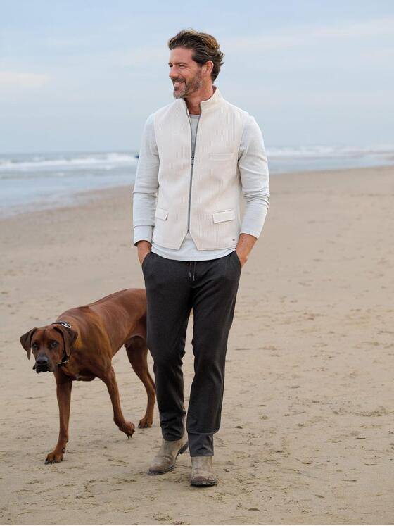 emilio adani Herren Sakko-Weste mit Zipper Naturweiss 39386