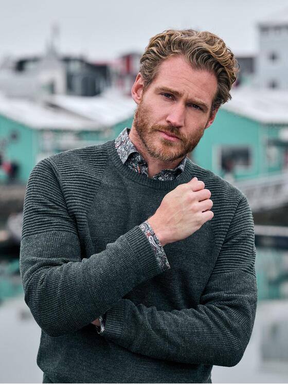 engbers Herren Pullover aus Merinogarn Dunkelgruen 39487