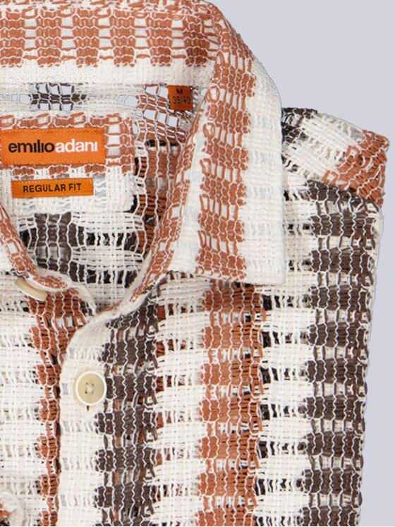 emilio adani Herren Hemd gemustert Braun 40405