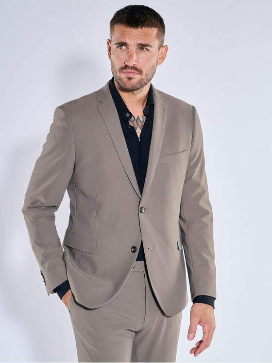 emilio adani Herren Anzug Sakko aus italienischem Garn Braunbeige 39134
