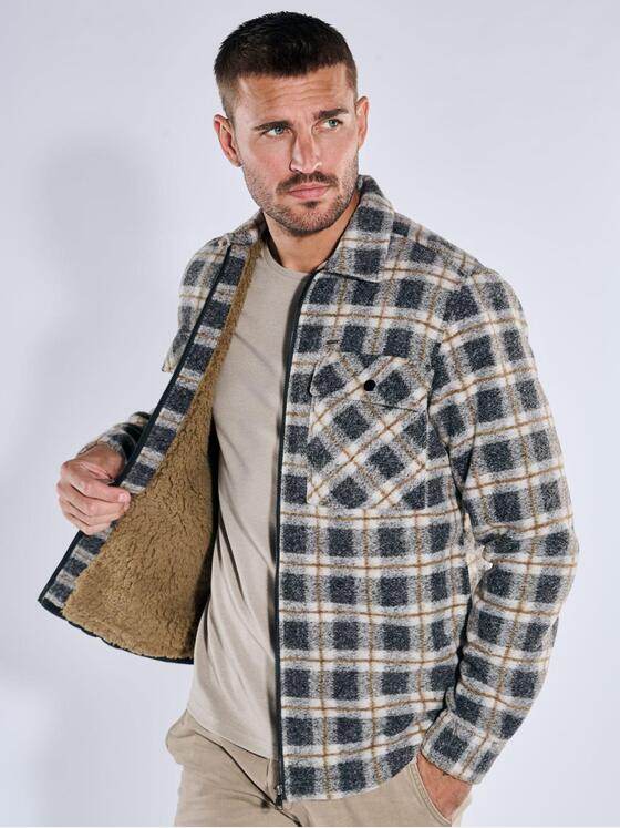emilio adani Herren Overshirt mit Reißverschluss Schwarzbraun 39335