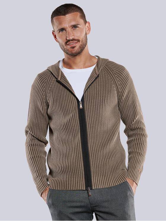 emilio adani Herren Cardigan strukturiert Beige 33811