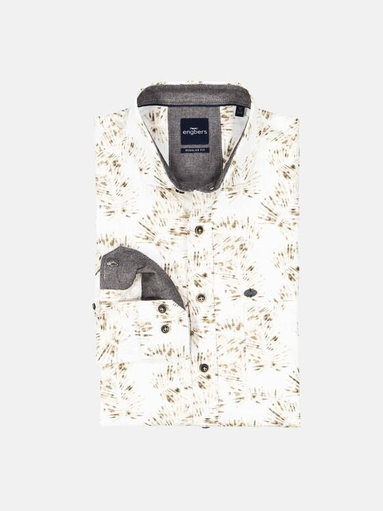engbers Herren Langarm-Hemd gemustert Sand 36583