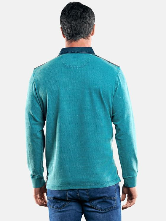 engbers Herren Poloshirt langarm Petrolgruen 29233