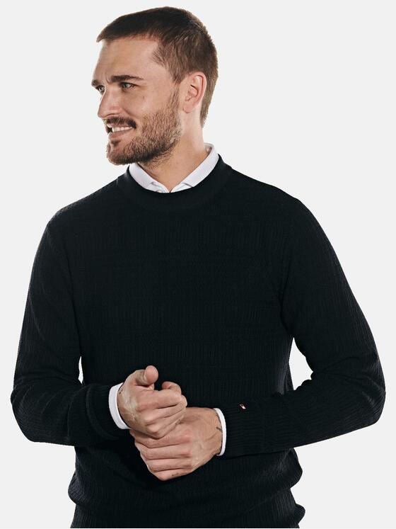 emilio adani Herren Pullover aus Merinowolle Schwarz 32065