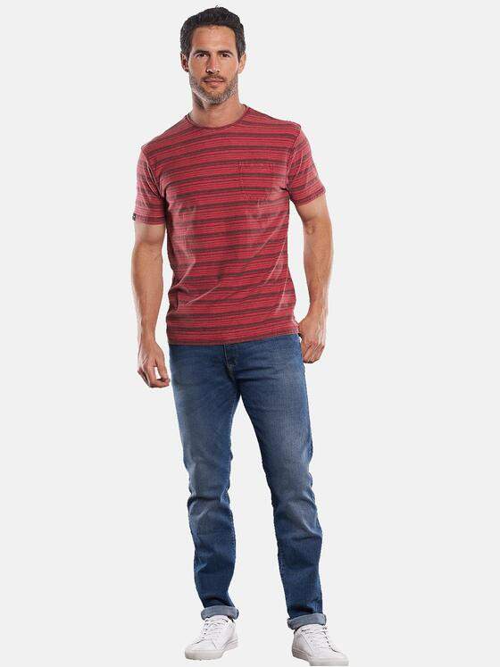 engbers Herren Im Stück gefärbtes Rundhals T-Shirt mit Brusttasche Rot 29791