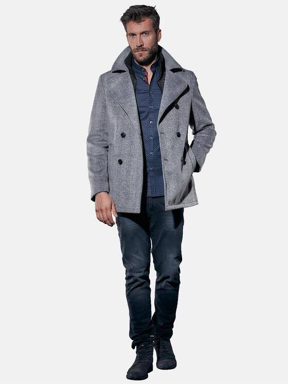 emilio adani Herren Zweireihige Cabanjacke Grau 30777