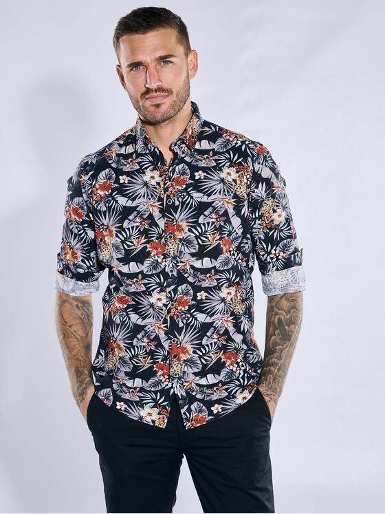 emilio adani Herren Langarm-Hemd regular Schwarz 38267