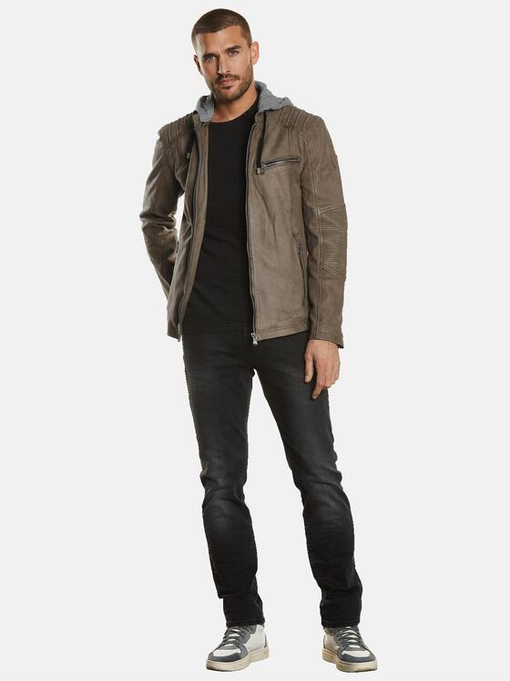 emilio adani Herren Lederjacke mit abnehmbarer Kapuze Gelb 34222