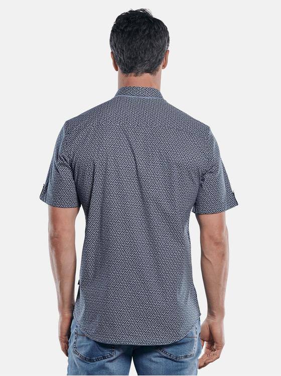 engbers Herren Gemustertes Hemd mit Jersey-Anteil Marineblau 29717