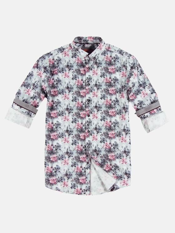 emilio adani Herren Langarm-Hemd mit floralem Print Rot 32057