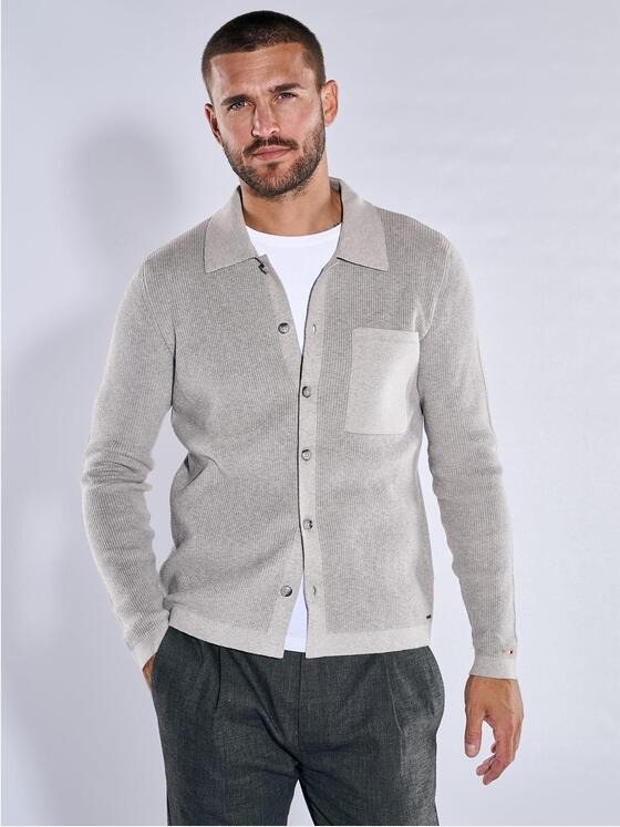 emilio adani Herren Cardigan strukturiert Beige 37986