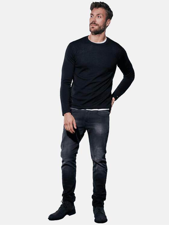 emilio adani Herren Pullover aus reiner Merino Wolle Schwarz 30804