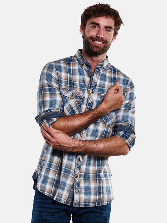 engbers Herren Langarm-Hemd gemustert Ockergelb 33462