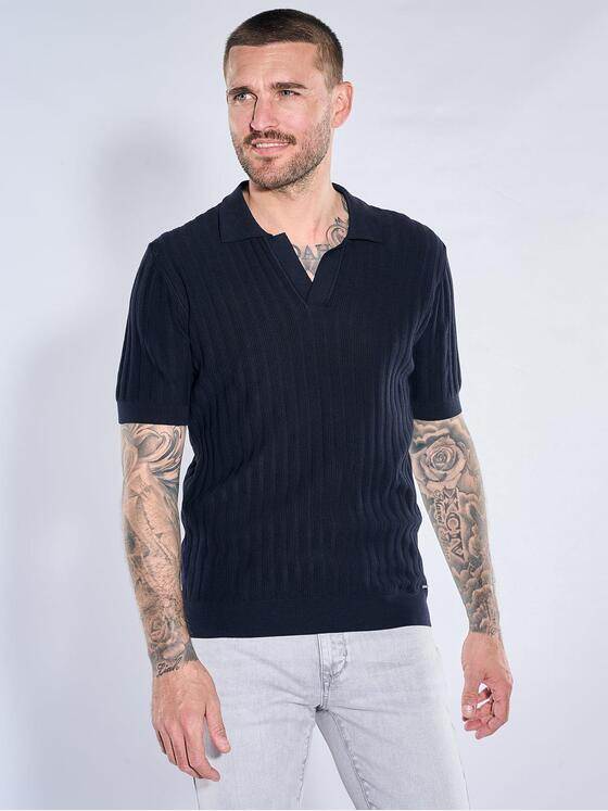 emilio adani Herren Modisches Strickpolo Saphirblau 40139