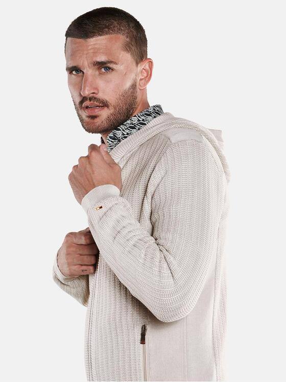 emilio adani Herren Strickjacke mit Jaquard-Muster Beige 33384