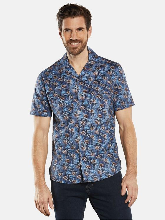 engbers Herren Kurzarm-Hemd gemustert Blau 34761