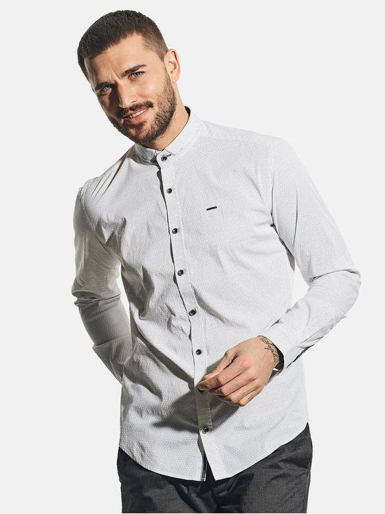 emilio adani Herren Modisches Langarmhemd mit Minimal-Print Weiß 31316