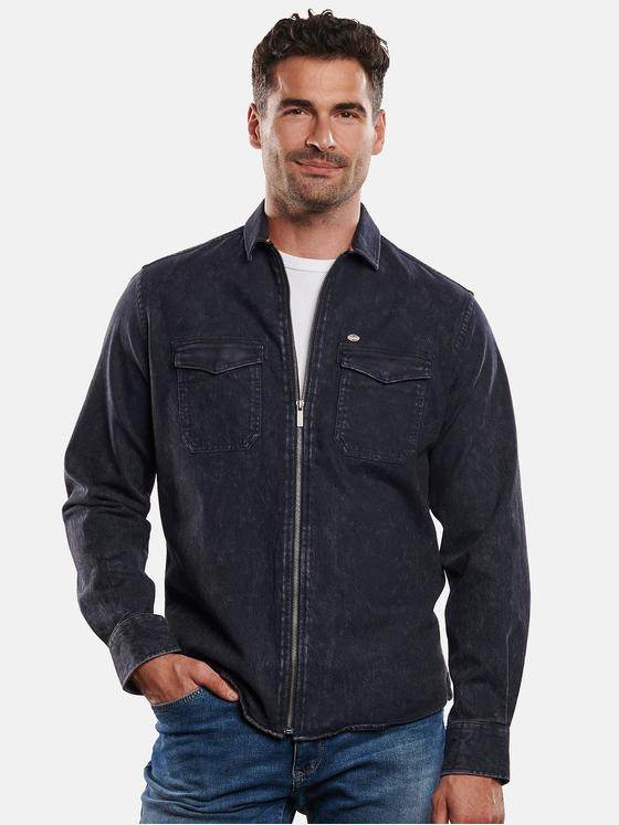 engbers Herren Langarm-Hemd im Overshirt-Design Saphirblau 32271