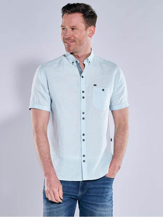 engbers Herren Kurzarm-Hemd mit Leinenanteil Hellblau 38383