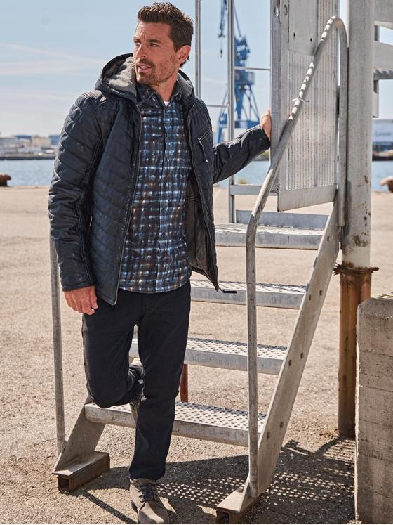 engbers Herren Lederjacke gesteppt Saphirblau 33549