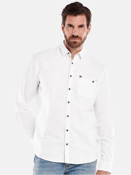 engbers Herren Langarm-Hemd mit Leinenanteil Reinweiss 34765