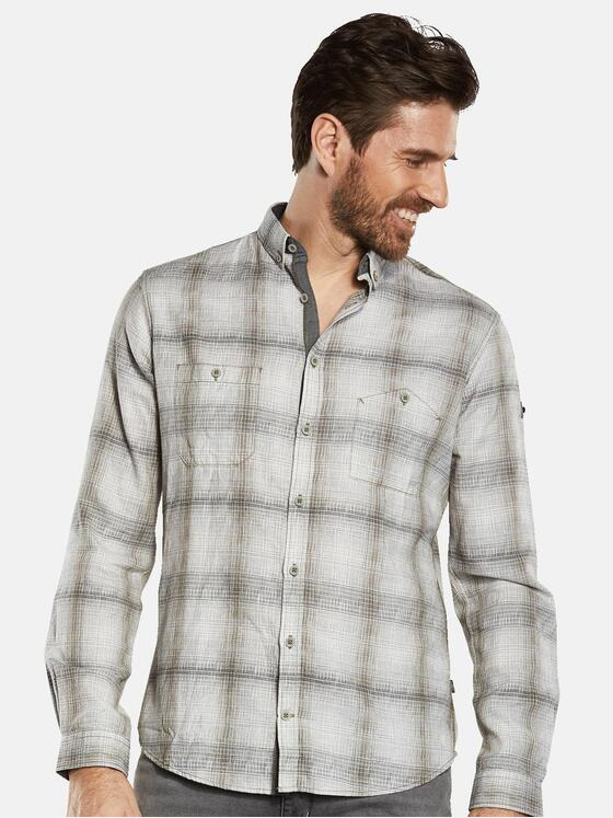 engbers Herren Langarm-Hemd kariert Beige 34257