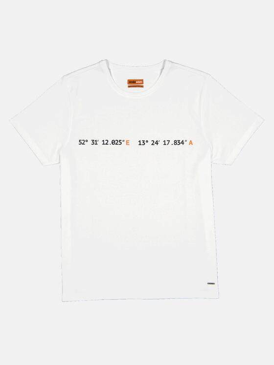 emilio adani Herren T-Shirt mit Print Weiß 32479