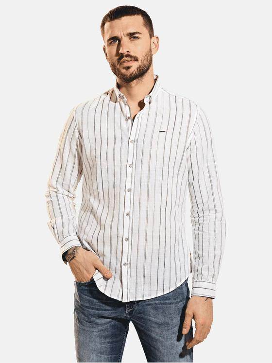 emilio adani Herren Modisches Freizeit-Hemd mit Streifen Weiß 31557
