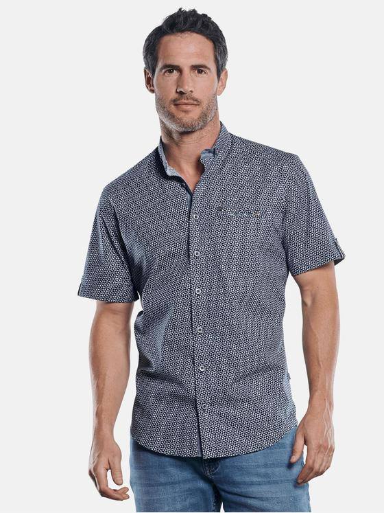 engbers Herren Gemustertes Hemd mit Jersey-Anteil Marineblau 29717