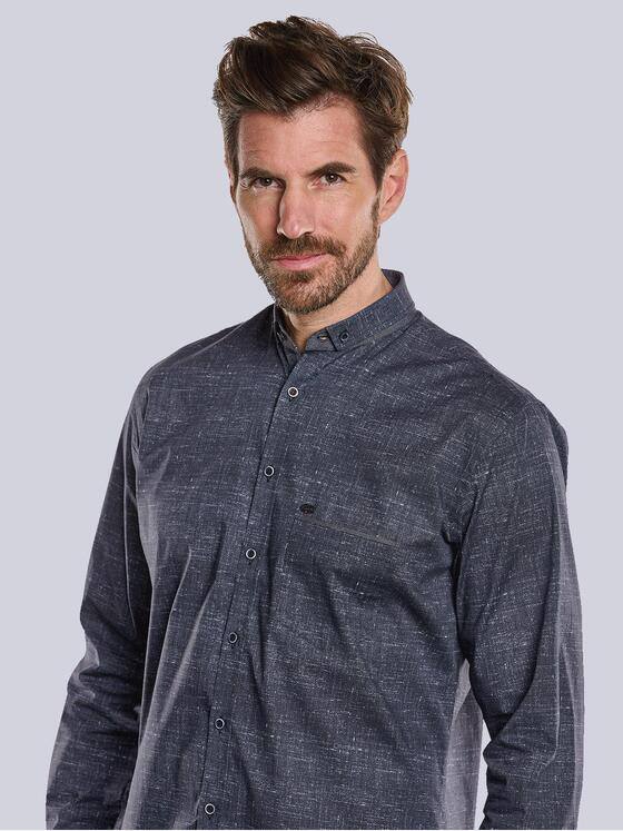 engbers Herren Langarm-Hemd gemustert Schwarz 34401