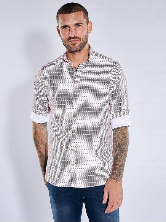 emilio adani Herren Jerseyhemd mit Muster Bordeaux 40933