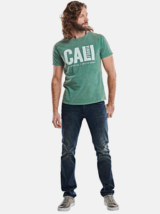 emilio adani Herren Statement-Print T-Shirt Türkis 27314