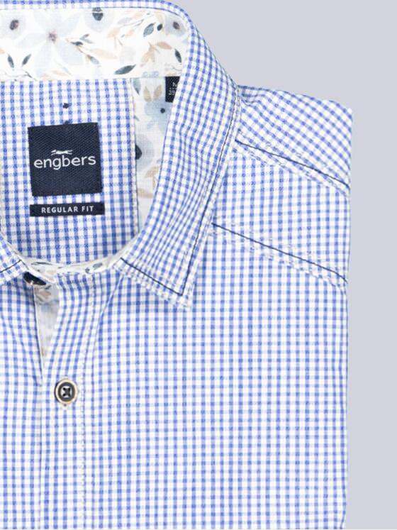 engbers Herren Kurzarm-Hemd kariert Blau 38903