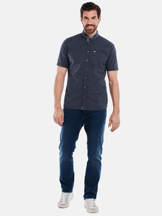 engbers Herren Kurzarm-Hemd gestreift Marineblau 35031
