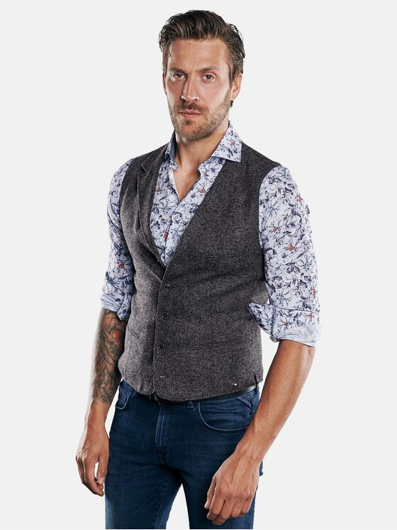 emilio adani Herren Innovativ strukturierte Sakkoweste Blau 30234