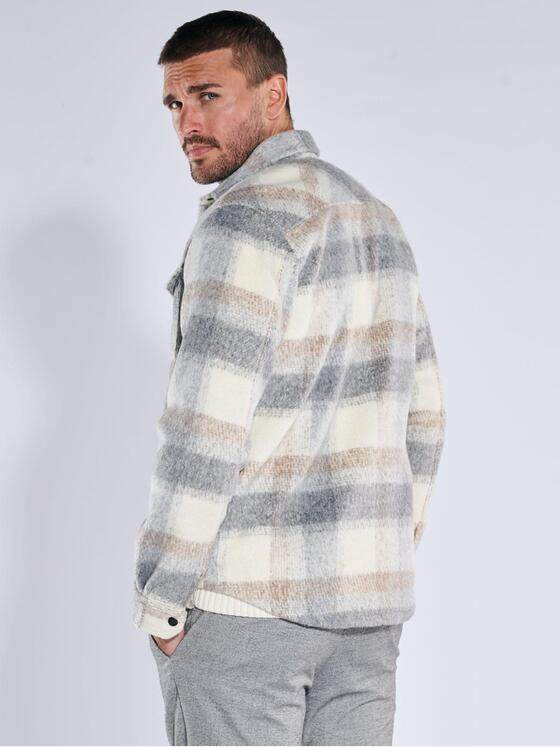 emilio adani Herren Overshirt kariert Beige 39331