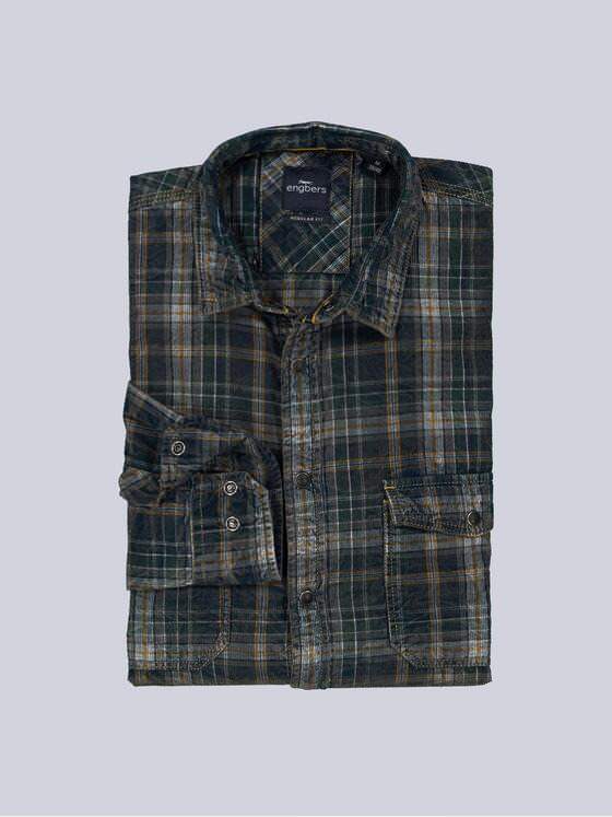 engbers Herren Langarm-Hemd aus Cord Blau 35659
