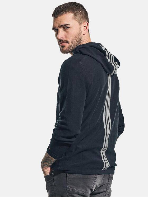 emilio adani Herren Sportiver Strickpullover mit Kapuze Schwarz 31230