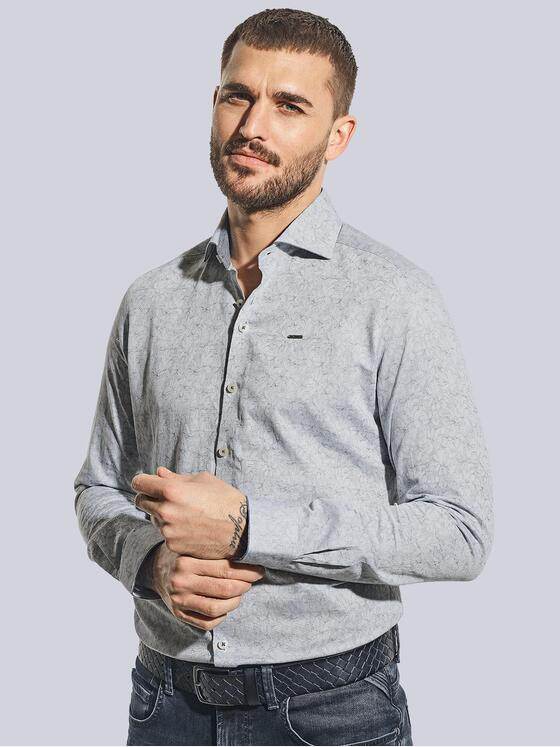 emilio adani Herren Langarm-Hemd gemustert Blau 32068