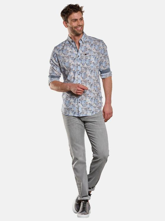 engbers Herren Langarm-Hemd mit Leinen-Anteil Hellblau 33048