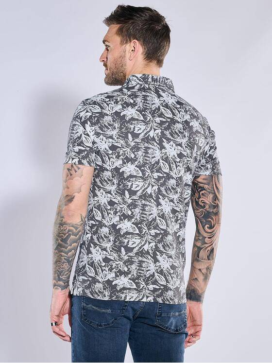 emilio adani Herren Polo-Shirt gemustert Kieselgrau 38685