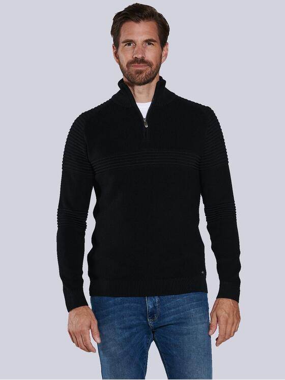 engbers Herren Pullover mit Stehkragen Schwarz 36090