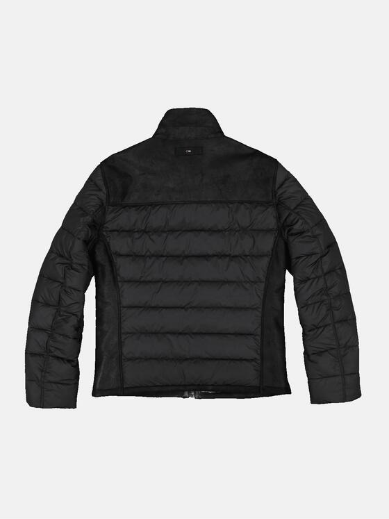 emilio adani Herren Lederjacke aus Materialmix Schwarz 33527