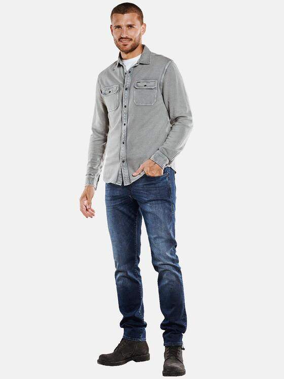 emilio adani Herren Langarm-Shirt mit Polokragen Grau 33733